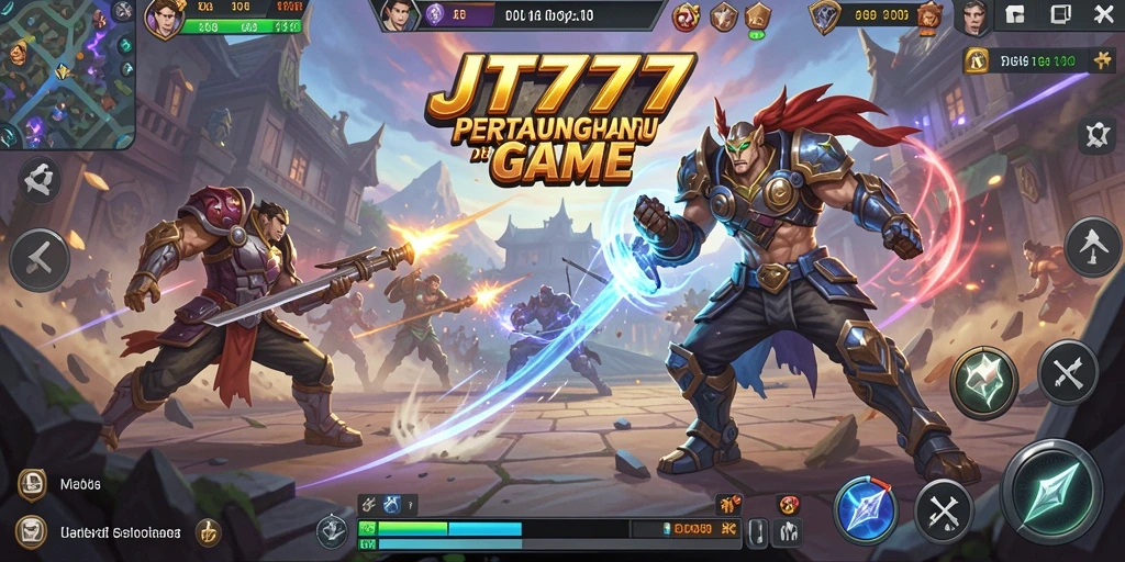 Screenshot utama JT777 menampilkan aksi pertarungan yang mendebarkan.