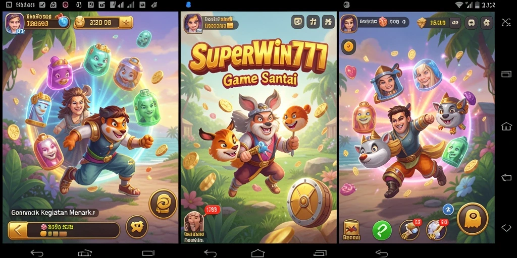 Tampilan gameplay SUPERWIN777 dengan aksi seru dan warna cerah.